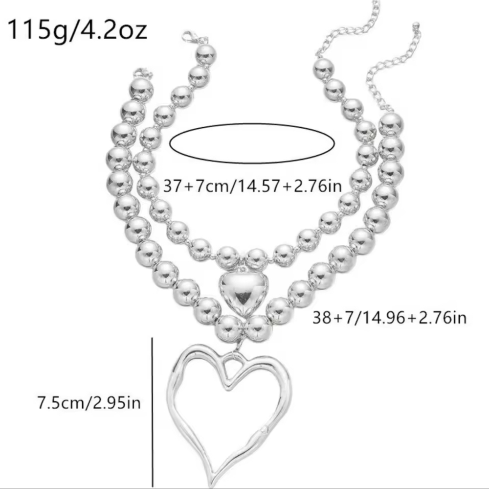 Silver Heart Necklace Set - Picture 2 of 9